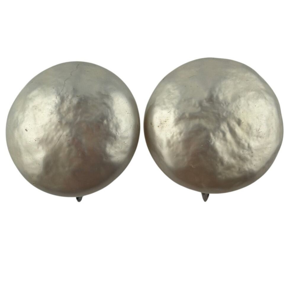 Vintage Vogue Silver Tone Faux Pearl Clip On Earrings